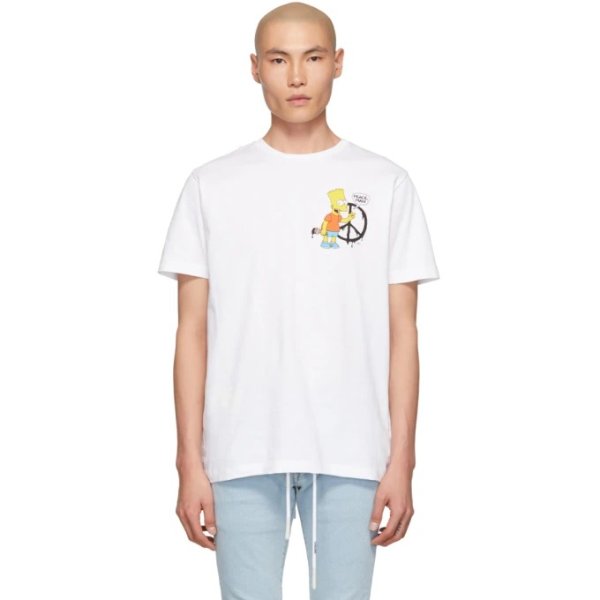 - White Bart 'Peace' Slim T-Shirt