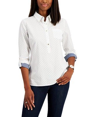 Long Sleeve Popover Buttoned Top