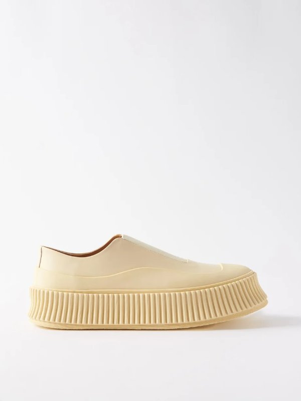 Ribbed-sole leather trainers | Jil Sander