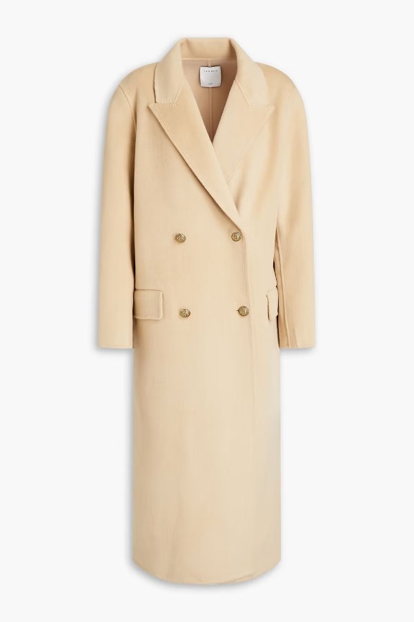 Mystere double-breasted brushed wool-felt coat