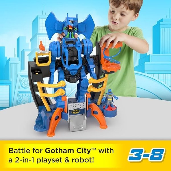 -Price ​Imaginext DC Super Friends Batman Playset, Robo Command Center with Detachable 10-inch Robot, Batman & Robin Figures Ages 3+ Years