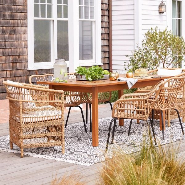 Kaufmann Rectangle Wood Patio Dining Table - Natural