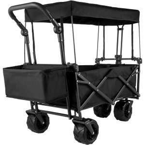 VEVOR Folding Wagon Cart Collapsible Garden Cart w/Canopy 220lbs Big Wheels | VEVOR US