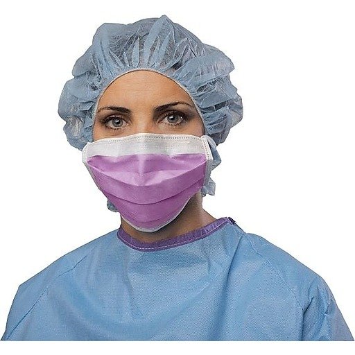 Shop Staples for Medline Fluid-resistant Standard Surgical Face Masks with Earloops, Purple, 50/Box