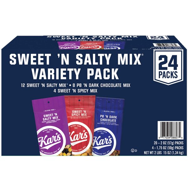 Variety Pack Sweet 'N Salty Sweet 'N Spicy Peanut Butter Dark Trail Mix, 24 Count