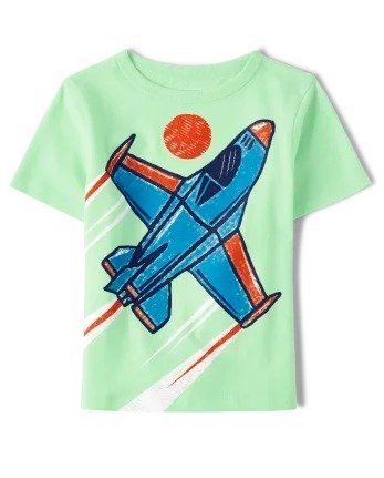 Baby And Toddler Boys Short Sleeve Plane Graphic Tee | The Children's Place - SEAFOAM MIST