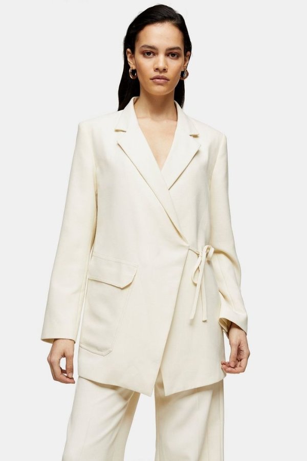 **Ivory Wrap Suit Blazer by Topshop Boutique