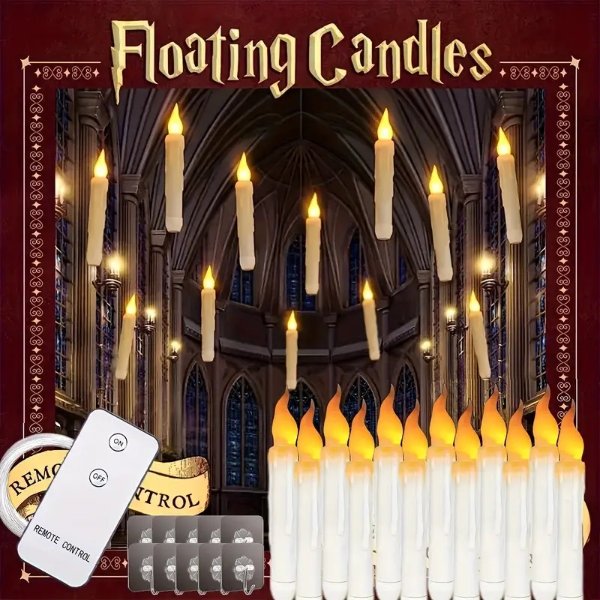Temu Floating Candles Light With Magic Wand Remote LED Candles