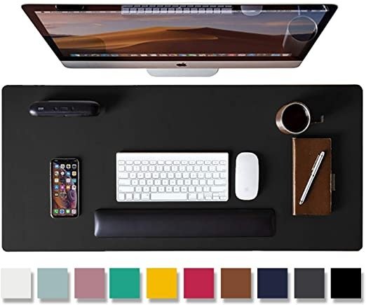 Leather Desk Pad Protector,Mouse Pad,Office Desk Mat, Non-Slip PU Leather Desk Blotter,Laptop Desk Pad,Waterproof Desk Writing Pad for Office and Home (Black,31.5" x 15.7")
