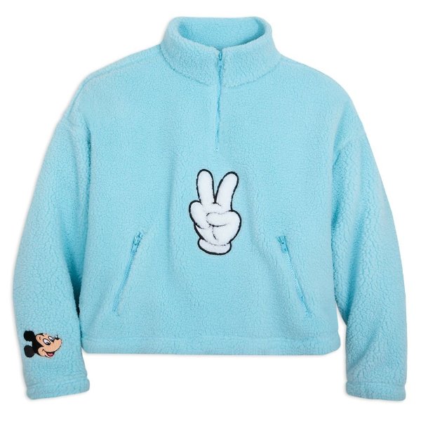 Mickey Mouse Peace Sign Fleece Top for Women