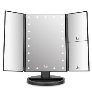 deweisn Tri-Fold Lighted Vanity Mirror with 21 LED Lights