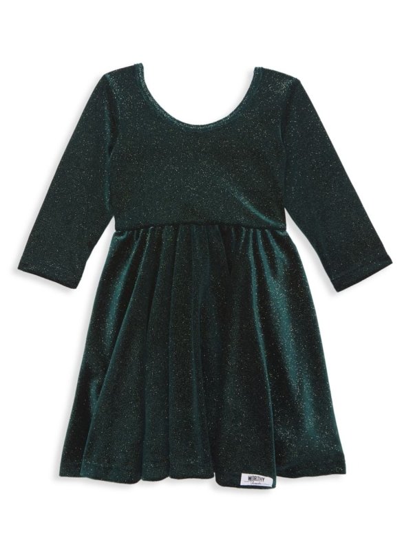 Little Girl's & Girl's Velvet Glittery Twirly Dress