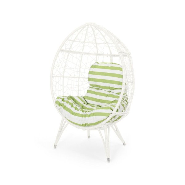 Outdoor Wicker Teardrop Chair with Cushion