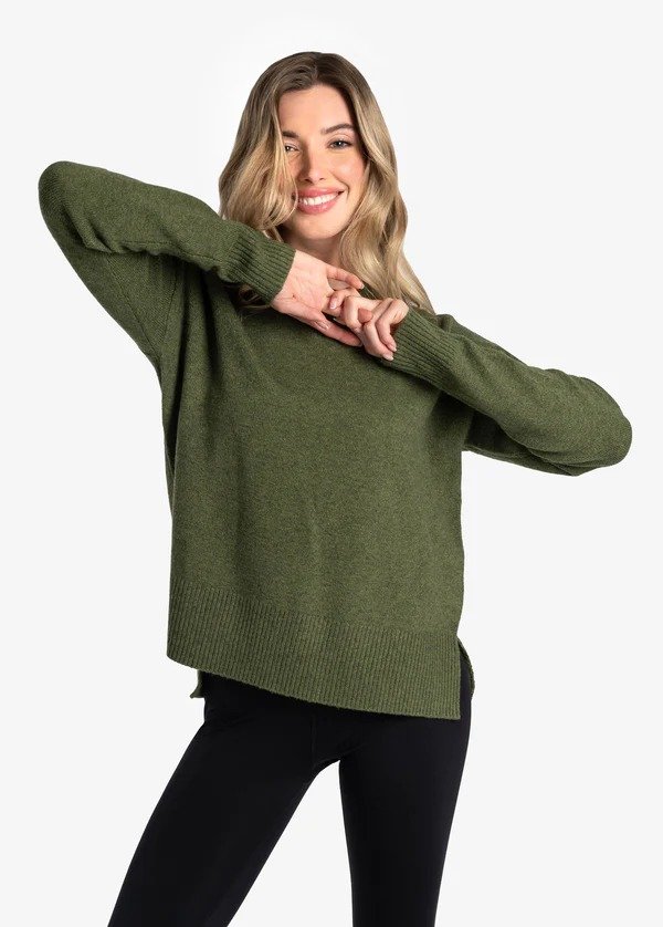 Camille Crew Neck Sweater - Tarragon Heather