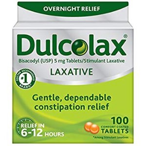 Dulcolax Laxative Tablets, 100 Count, Gentle, Reliable Overnight Relief from Constipation, Hard, Dry, Painful Stools, and Irregular Bowel Movements, Stimulates Bowel to Encourage Movement