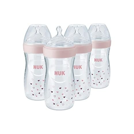 NUK Simply Natural Bottle with SafeTemp, Girl, 9 Oz, 4 Count