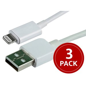 3-Pack of 3' Monoprice Apple MFi USB to Lightning Cable