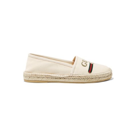 GucciPilar leather-trimmed logo-print canvas espadrilles