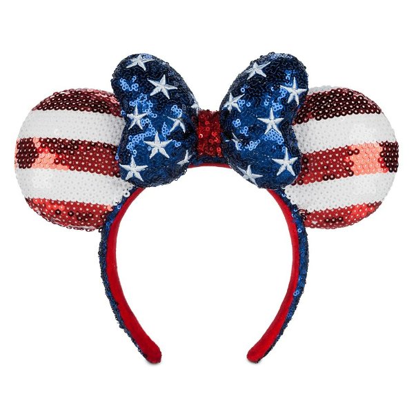 Minnie Mouse Americana Sequined Ear Headband with Bow for Adults | shopDisney