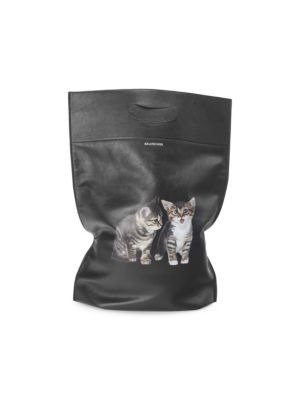 Small Plastic Bag Cats Leather Shopper