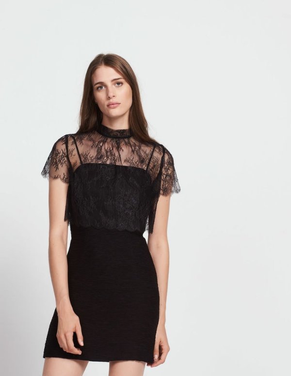 Dress with crop top made from lace