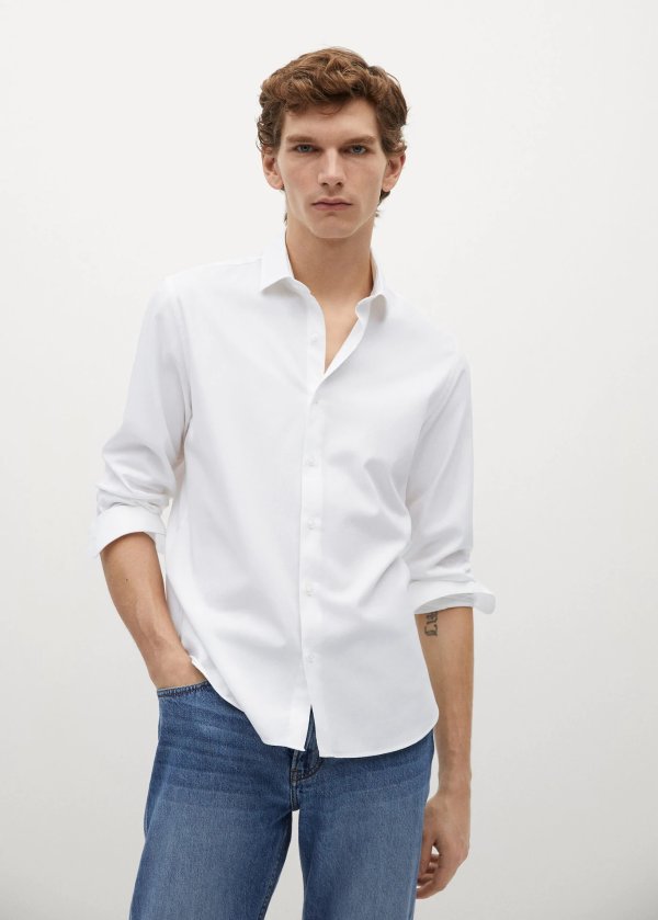 Slim fit cotton shirt - Men | Mango Man USA