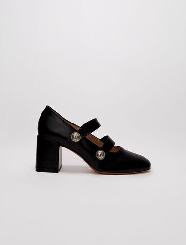 High-heeled leather Mary Janes