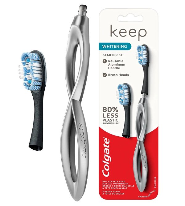 Colgate Keep Manual Toothbrush Whitening Starter Kit - Silver