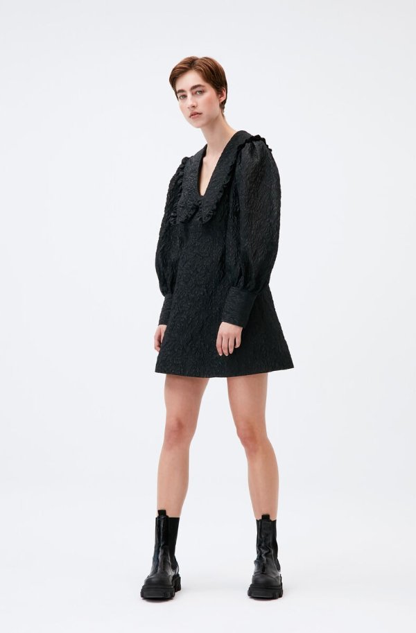 Black Organza Mini Dress | GANNI US