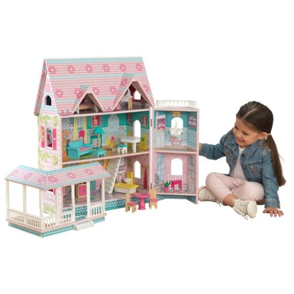 Abbey Manor Dollhouse with 18-Piece Accessory Set