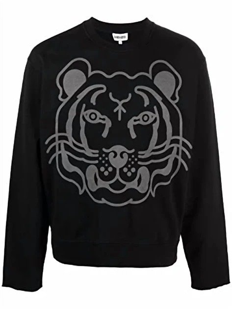 tiger print logo sweatshirt in black