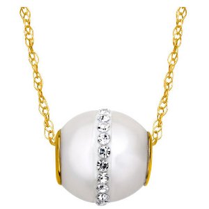 Pearl Bead Pendant with Swarovski Crystals
