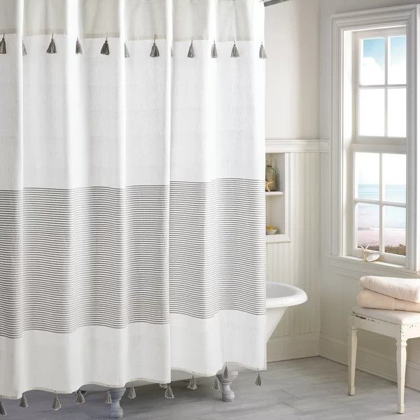 Campanella 100% Cotton Stripe Single Shower CurtainCampanella 100% Cotton Stripe Single Shower CurtainProduct OverviewRatings & ReviewsCustomer PhotosQuestions & AnswersShipping & ReturnsMore to Explore