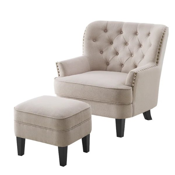 Michalak 30'' Wide Tufted Armchair and Ottoman