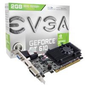 EVGA NVIDIA GeForce GT 610 2GB 台式电脑显卡 (型号 02G-P3-3619-KB)