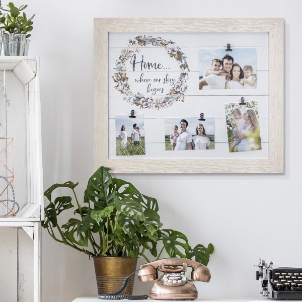 Home – Where Our Story Begins” Wall Hanging Picture Frame Holder