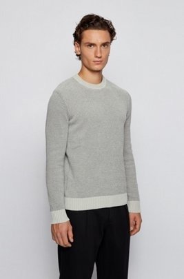 Regular-fit cotton-blend sweater with 3D structure