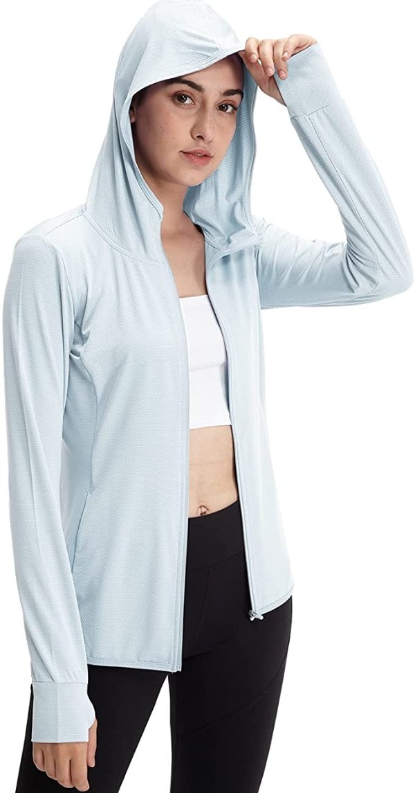 Women's UPF 50+ Sun Protection Hoodie Jacket UV Long Sleeve Shirt Running Hiking Outdoor Shirts