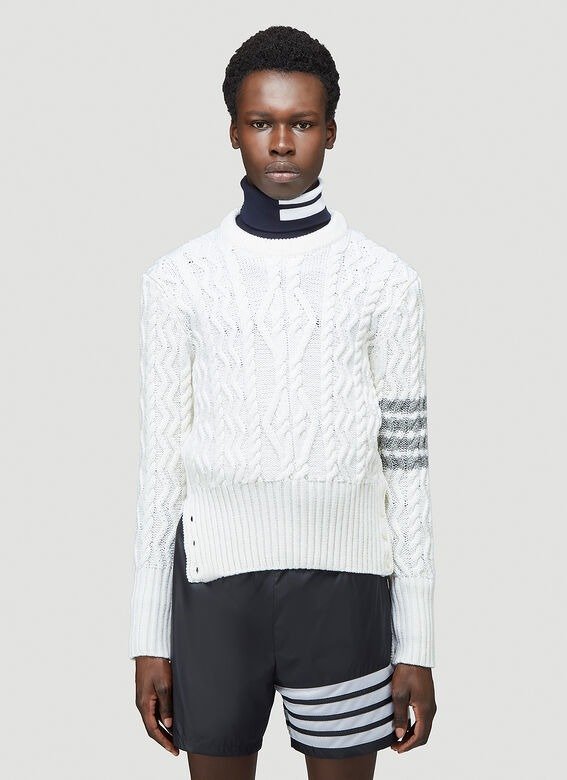 Cable Knit Sweatshirt in White