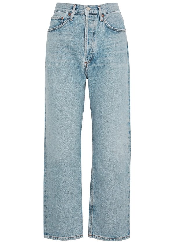90's light blue cropped wide-leg jeans