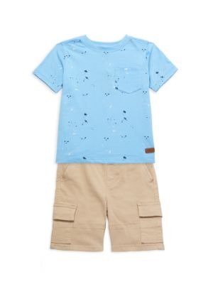 Little Boy's 2-Piece Printed T-Shirt & Woven Shorts Set