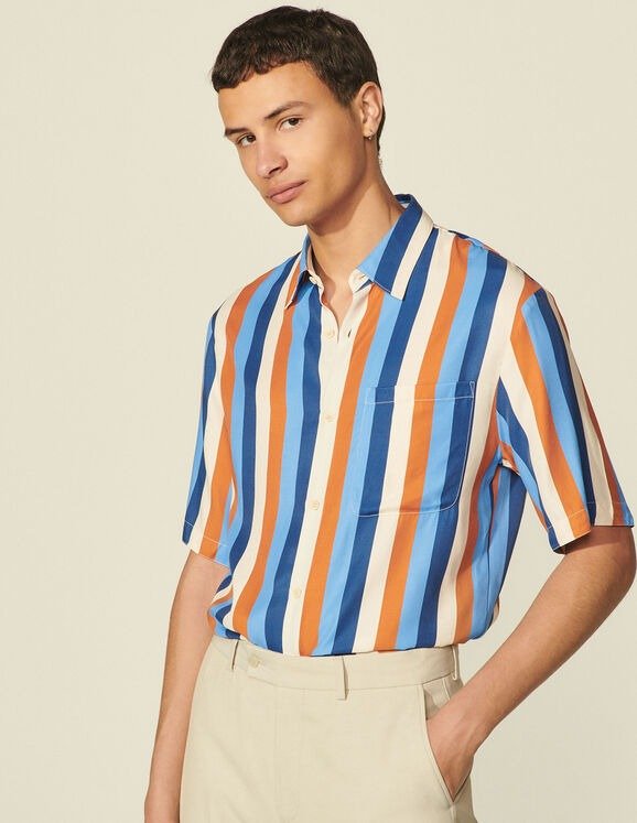 Flowing shirt with stripe print
