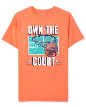 男孩篮球图案T恤