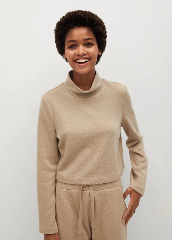 Long-sleeved knitted t-shirt - Women | MANGO OUTLET USA