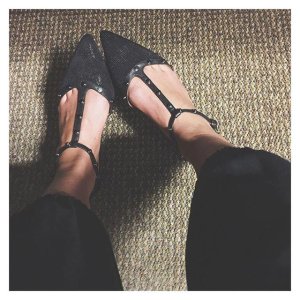 Halogen® 'Olson' Pointy Toe Studded T-Strap Flat