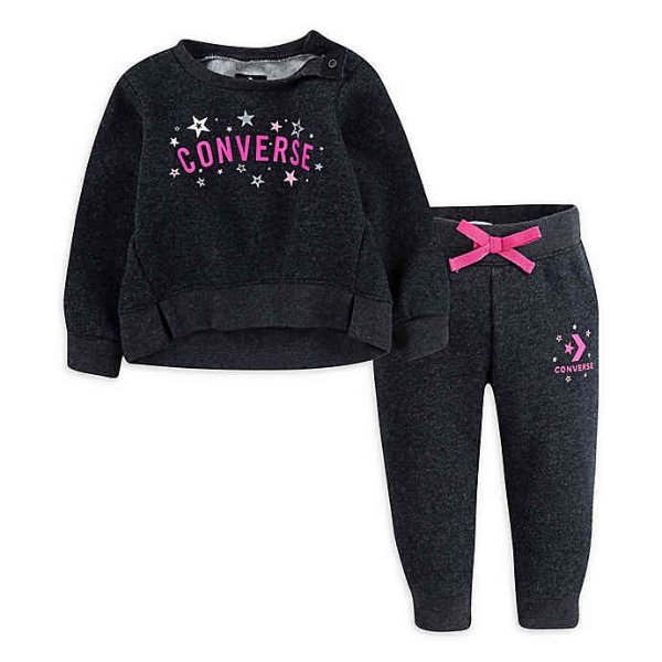2-Piece Long Sleeve Top and Jogger Set in Black