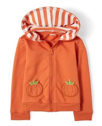 Girls Long Sleeve Embroidered Pumpkin Zip Up Hoodie - Pumpkin Patch | Gymboree