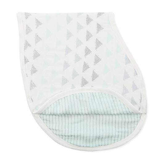 Silky Soft Metallic Burpy Bib, 100% Viscose Bamboo Muslin, Soft Absorbent 4 Layers, Multi-Use Burp Cloth and Bib, 22.5” X 11”, Single, Skylight