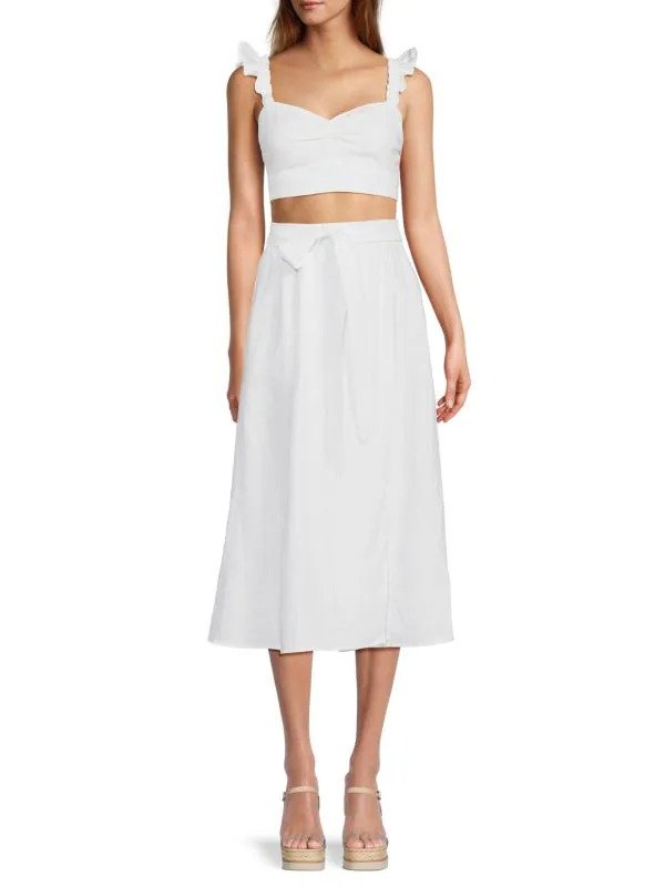 ​Pam 2-Piece Linen Crop Top & Skirt Set