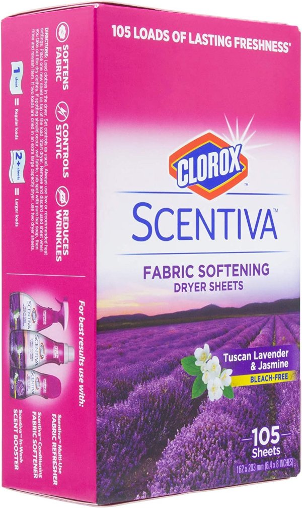 Clorox Scentiva Fabric Softening Dryer Sheets 105 Count
